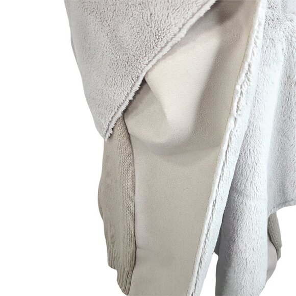 Women's Gray Faux Fur Shearling Open Front Drape Cardigan Vest - Picture 4 of 7